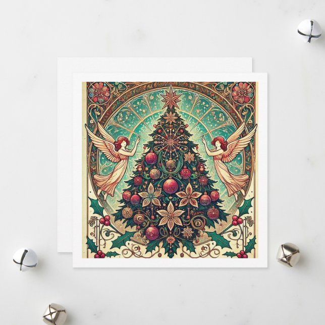 Art Nouveau Christmas Card (Front/Back In Situ)