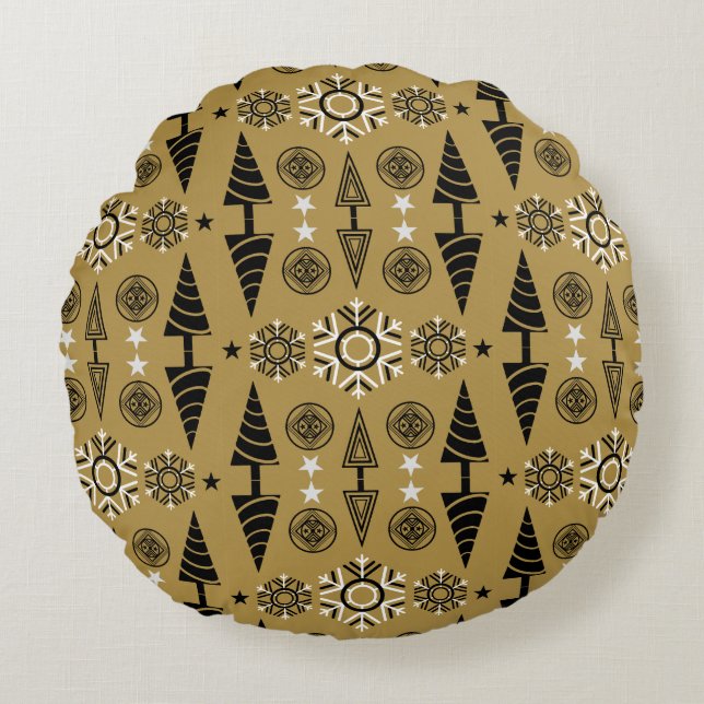  Art Nouveau Christmas Decoration Round Cushion (Front)