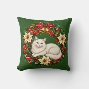 Art Nouveau Christmas Wreath with While Persian Cushion