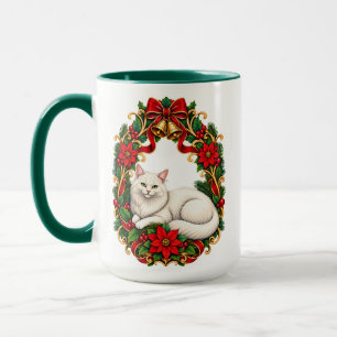 Art Nouveau Christmas Wreath with While Persian Mug