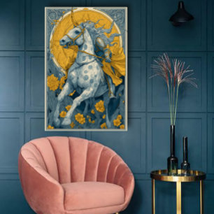 Art Nouveau Circus Poster in Blue and Yellow