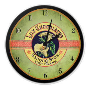 Art nouveau clock chocolate company advertisement  ceramic knob