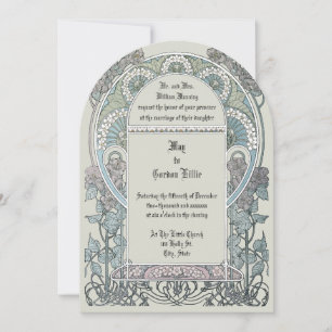 Art Nouveau Color Floral Border by Alphonse Mucha  Invitation