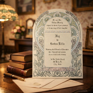 Art Nouveau Colour Floral Border by Alphonse Mucha Invitation