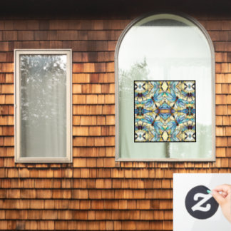 Art Nouveau Colourful Dragonfly Faux Stained Glass Window Cling