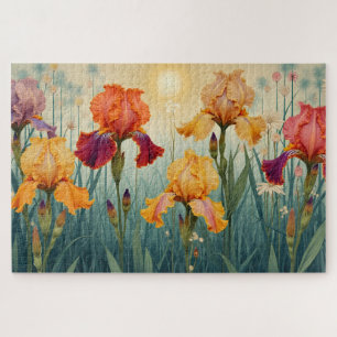 Art Nouveau Colourful Iris Jigsaw Puzzle