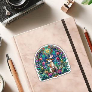 Art Nouveau Colourful Stained Glass Easter Bunny