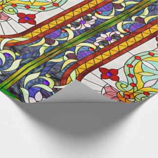 Art Nouveau Colourful Tiffany Stained Glass Window Wrapping Paper