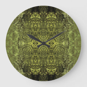 Art Nouveau: Colourful Vintage Ornament. Large Clock