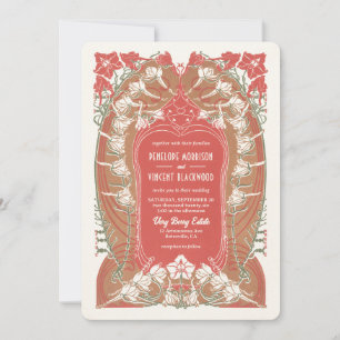 Art Nouveau Columbine Delicacy Wedding Invitation