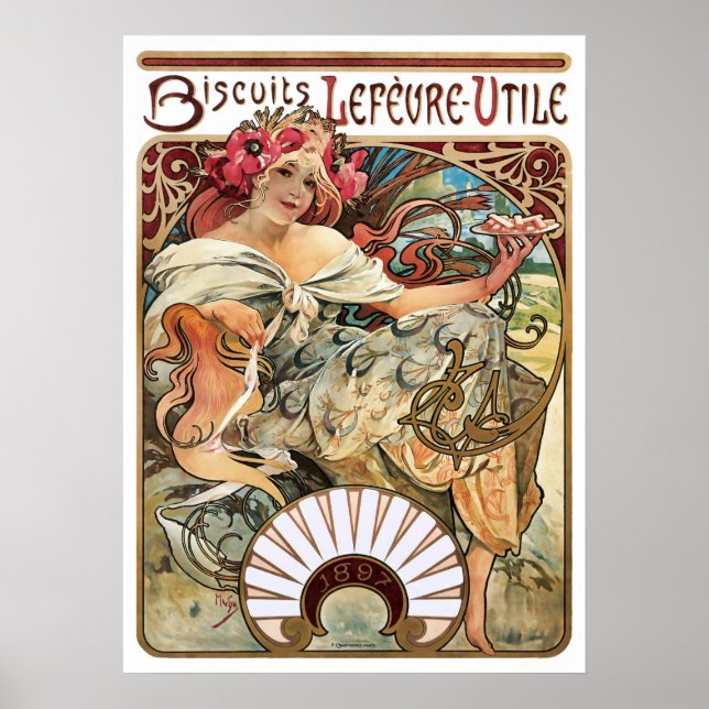 Art Nouveau Cookie Advertisement by Alphonse Mucha Poster (Front)