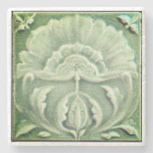 Art nouveau crackle finish flower stone coaster