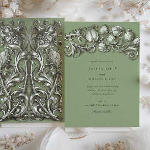 Art Nouveau Cream Elegance Wedding Invitation