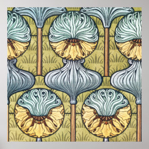 Art nouveau crown imperial flower pattern poster