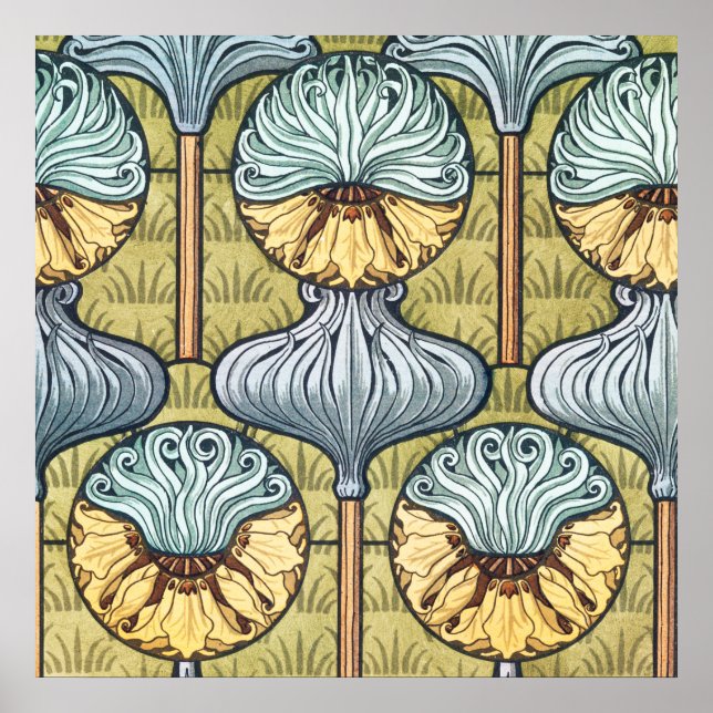 Art nouveau crown imperial flower pattern  poster (Front)