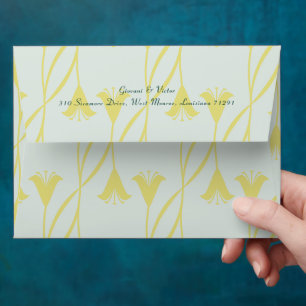 Art Nouveau Custom Color Floral Lily Wedding Envelope