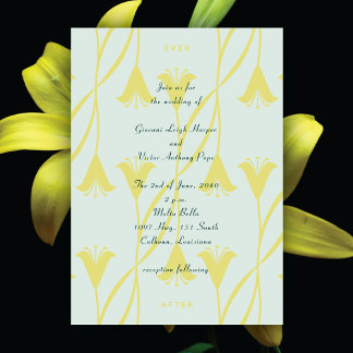 Art Nouveau Custom Color Floral Lily Wedding Invitation