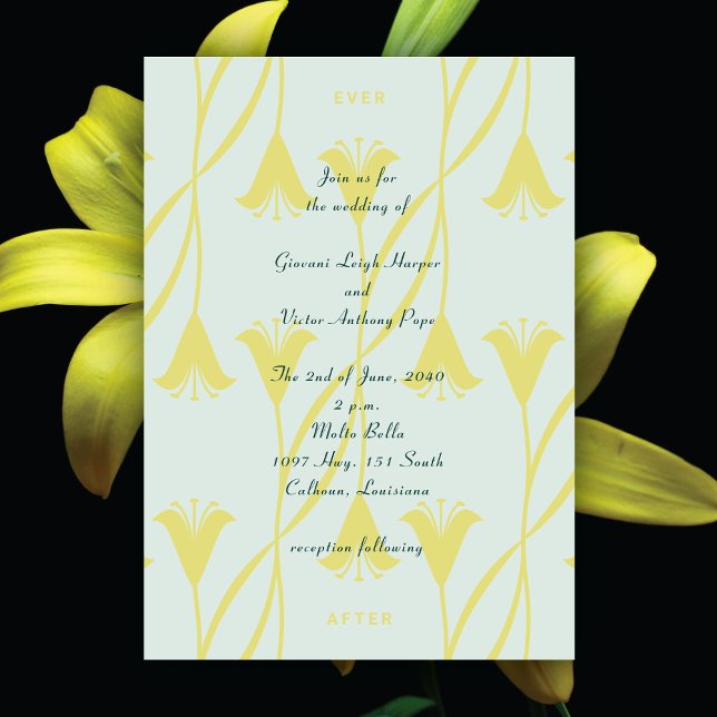 Art Nouveau Custom Color Floral Lily Wedding Invitation (Creator Uploaded)