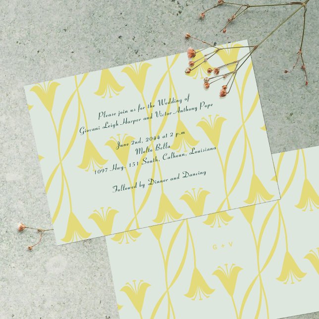 Art Nouveau Custom Colour Floral Lily Wedding Invitation (Creator Uploaded)