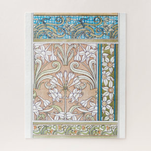 Art nouveau daffodil flower vintage textile floral jigsaw puzzle