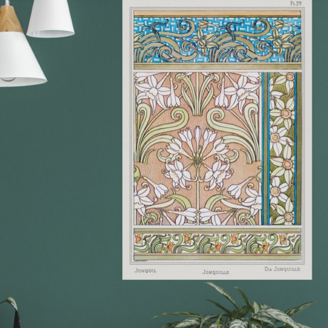 Art nouveau daffodil Verneui textile floral art Poster (Creator Uploaded)