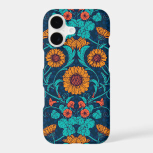 Art Nouveau daisies in blue and yellow