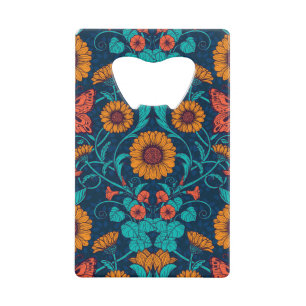 Art Nouveau daisies in blue and yellow