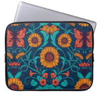 Art Nouveau daisies in blue and yellow