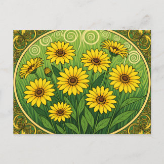 Art Nouveau Daisies Postcard