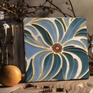 Art Nouveau Daisies Seamless cobalt blue florals Trivet