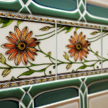 Art Nouveau Daisies Seamless florals Tile<br><div class="desc">This beautiful ceramic tile features a seamless floral pattern of daisies from the Art Nouveau era. The Art Nouveau movement was known for its intricate designs and organic shapes that were inspired by nature. The daisy flower symbolises purity and innocence, making it a perfect gift for someone special. This tile...</div>