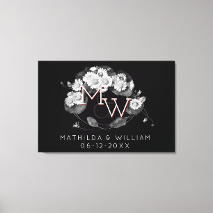 Art Nouveau Daisies Wreath Monogram to Personalise Canvas Print