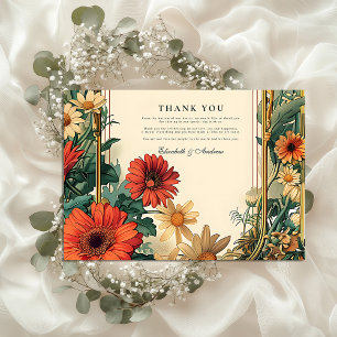 Art Nouveau Daisy Frame Wedding Thank You Card