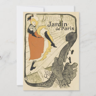 Art Nouveau Dancer Jane Avril by Toulouse Lautrec Invitation