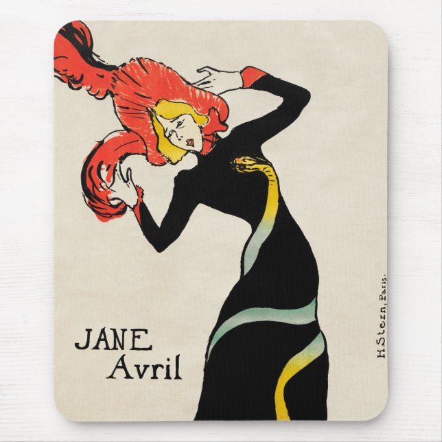 Art Nouveau Dancer Jane Avril by Toulouse Lautrec Mouse Mat (Front)