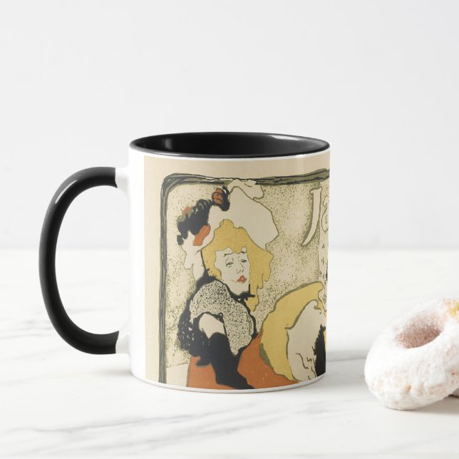 Art Nouveau Dancer Jane Avril by Toulouse Lautrec Mug (With Donut)