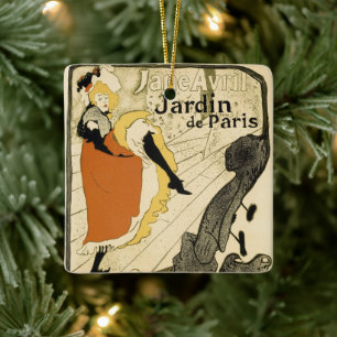 Art Nouveau Dancer Jane Avril, Toulouse Lautrec Ceramic Ornament