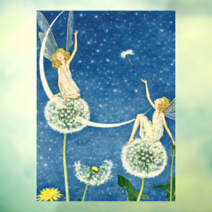 Art Nouveau Dandelion Fairy Illustration Window Cling