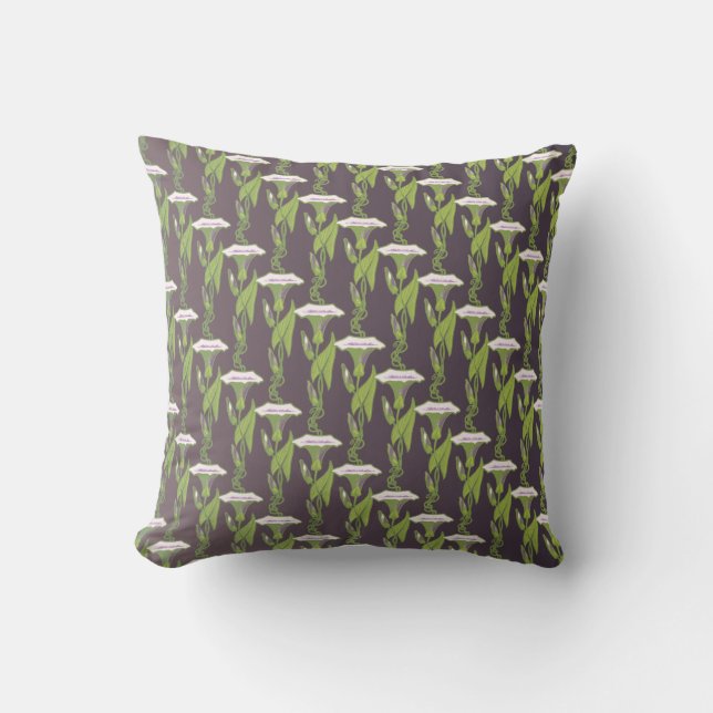 Art Nouveau dark Ipomoea floral wallpaper art Cushion (Front)