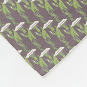 Art Nouveau dark Ipomoea floral wallpaper art Fleece Blanket