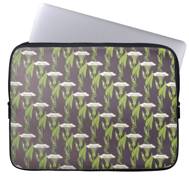 Art Nouveau dark Ipomoea floral wallpaper art Laptop Sleeve (Front)