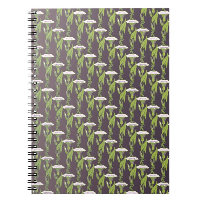 Art Nouveau dark Ipomoea floral wallpaper art Notebook (Front)