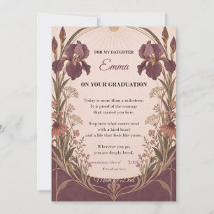 Art Nouveau Daughter Graduation Poetry Flat Card