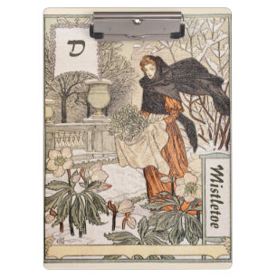 Art Nouveau December Winter Garden Illustration Clipboard