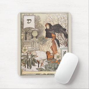 Art Nouveau December Winter Garden Illustration Mouse Mat