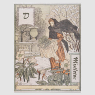 Art Nouveau December Winter Garden Illustration Tissue Paper