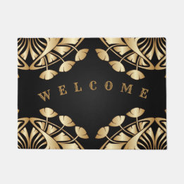 art nouveau,deco,gold,black,chic,elegant,vintage,p doormat
