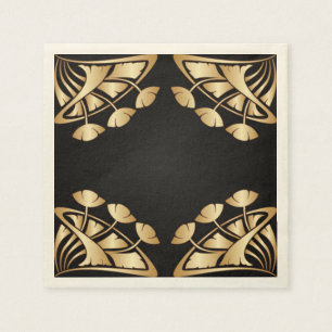 art nouveau,deco,gold,black,chic,elegant,vintage,p napkin