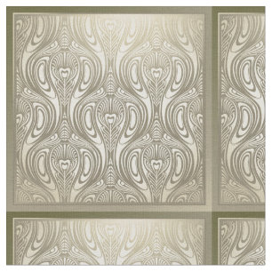 Art nouveau,deco,gold,white,floral,vintage,floral, fabric