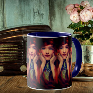 Art nouveau deco woman vintage beauty mug